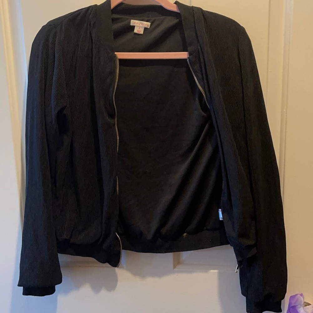 Black ripped zip up jacket